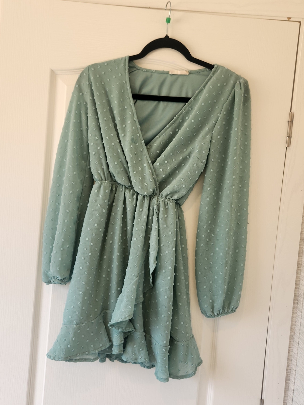 Altar'd State Sage Green Long-Sleeve Wrap Midi Dress S Euc